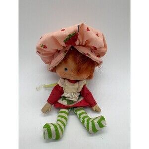 Vintage Strawberry Shortcake Doll Green Stripe Stockings Red Hair 5"